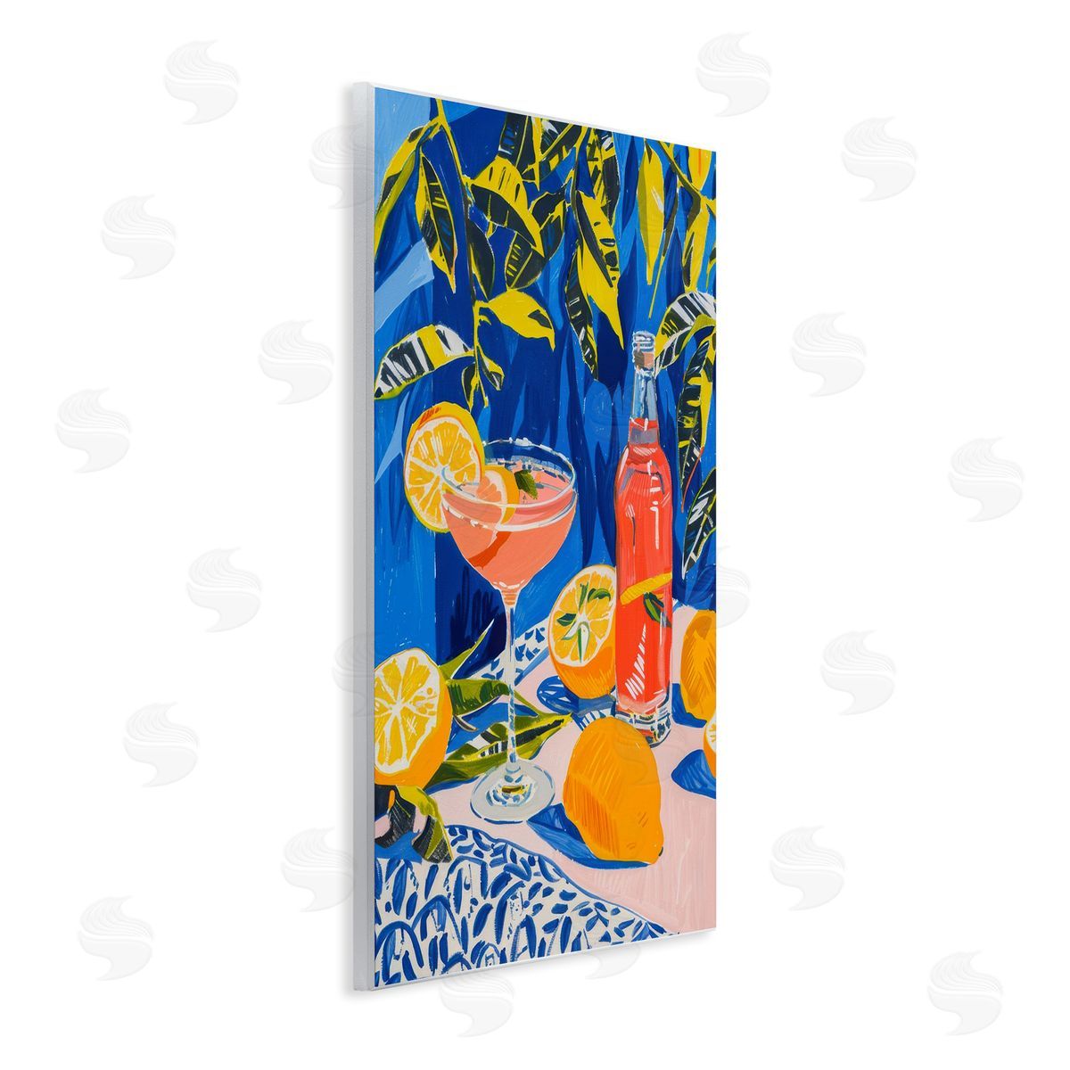 Citrus Cocktail Still Life Wood Plaque Wall Art, Home Decor by LSR Design Studio