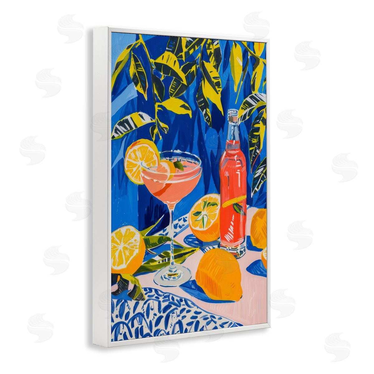 Citrus Cocktail Still Life White Frame Print Wall Art, Home Decor by LSR Design Studio