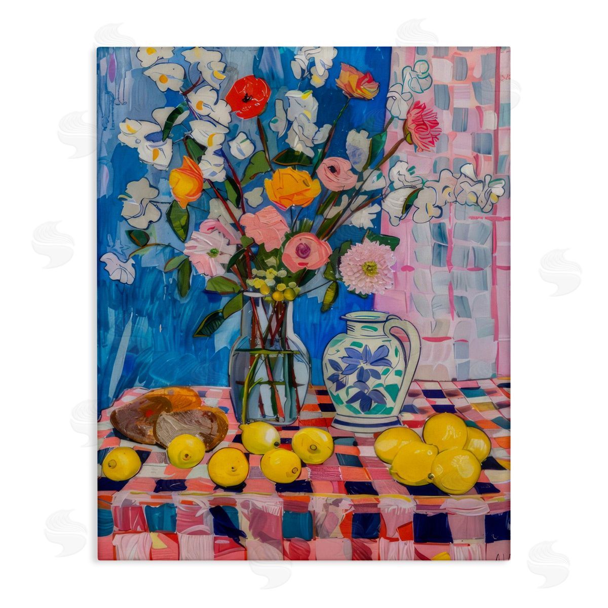 Florals & Lemons Whimsy Canvas Wall Art, Home Decor by LSR Design Studio