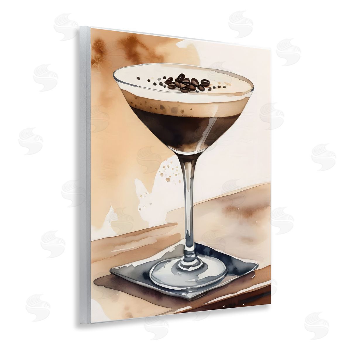 Espresso Martini Watercolor Wood Plaque Wall Art, Home Decor by LSR Design Studio