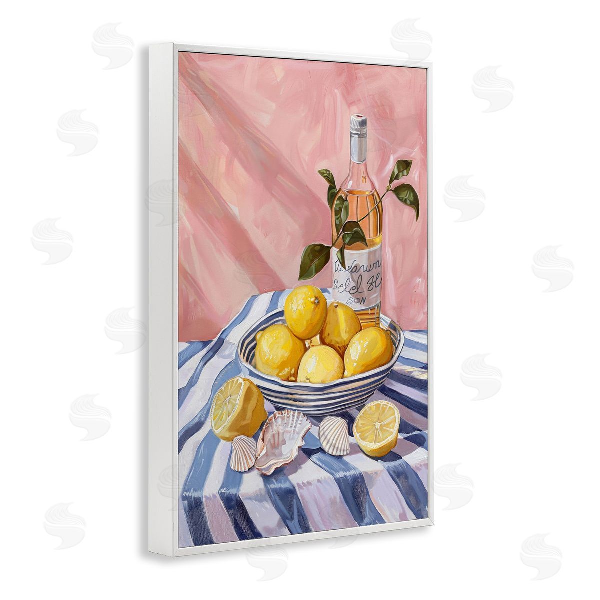 Summer Fruit & Wine White Frame Print Wall Art, Home Decor by LSR Design Studio