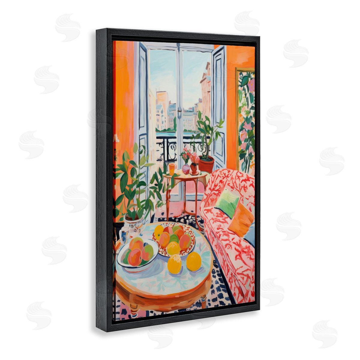 Bright Sunlit Interior Black Floating Frame Canvas Wall Art, Home Decor by LSR Design Studio