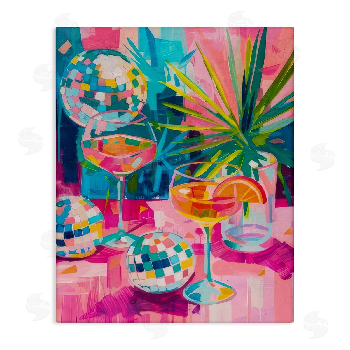 Dazzling Disco Cocktails Canvas Wall Art, Home Decor by LSR Design Studio