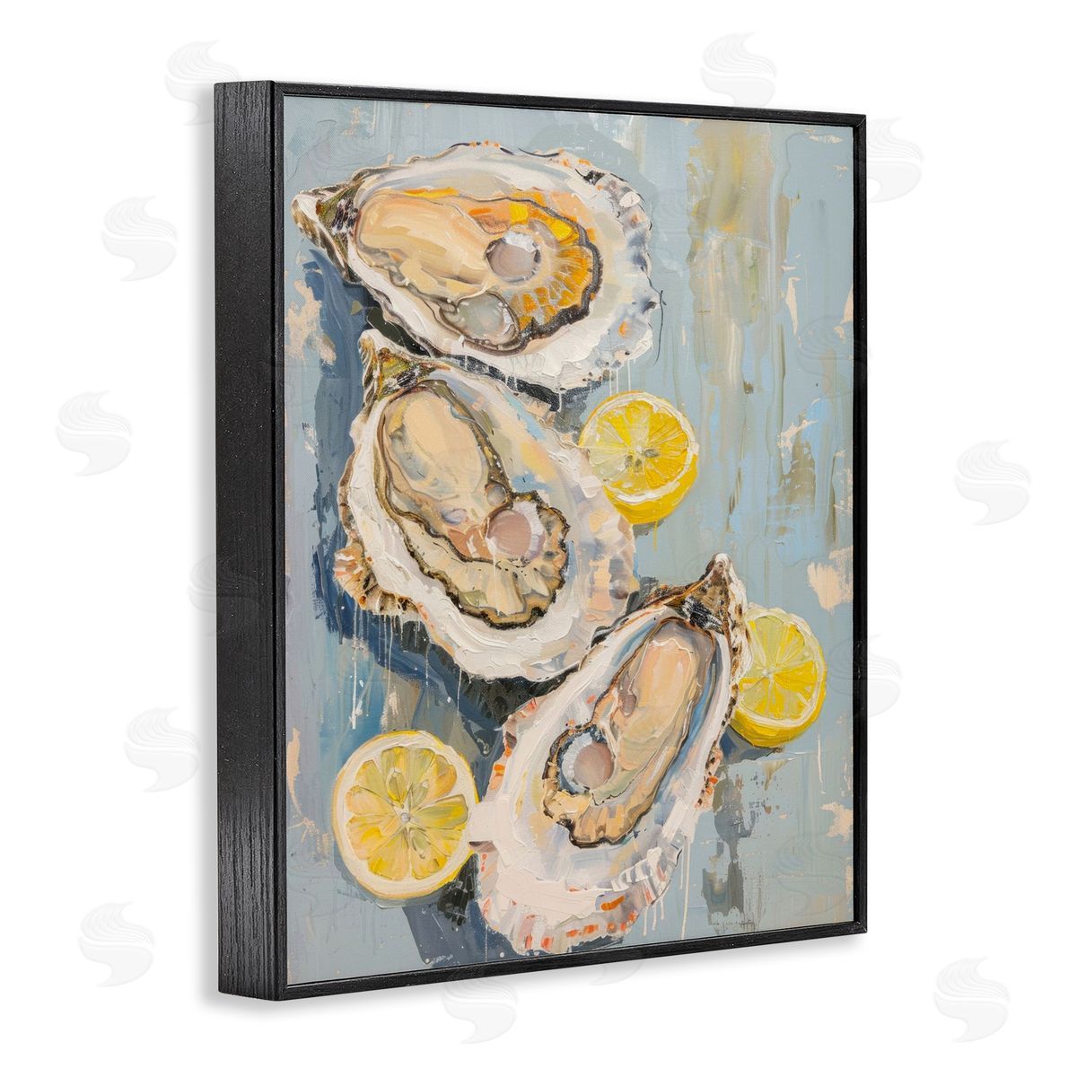 Oysters & Lemon Slices Black Frame Print Wall Art, Home Decor by LSR Design Studio