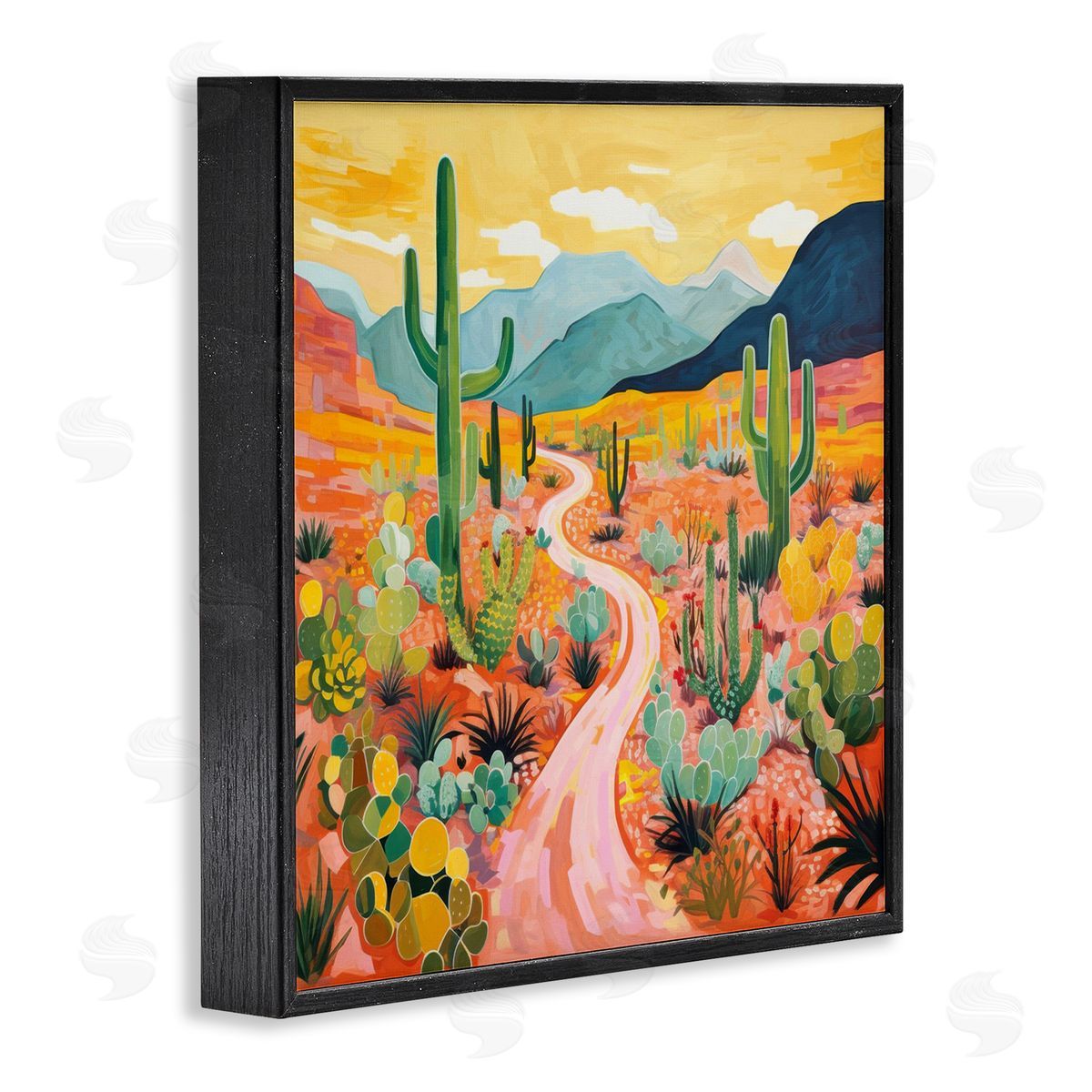 Sunrise over Desert Path Black Frame Print Wall Art, Home Decor by LSR Design Studio