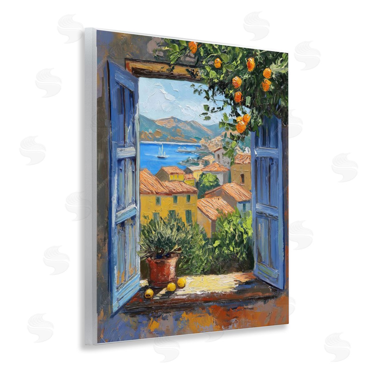 Mediterranean Window View Wood Plaque Wall Art, Home Decor by LSR Design Studio