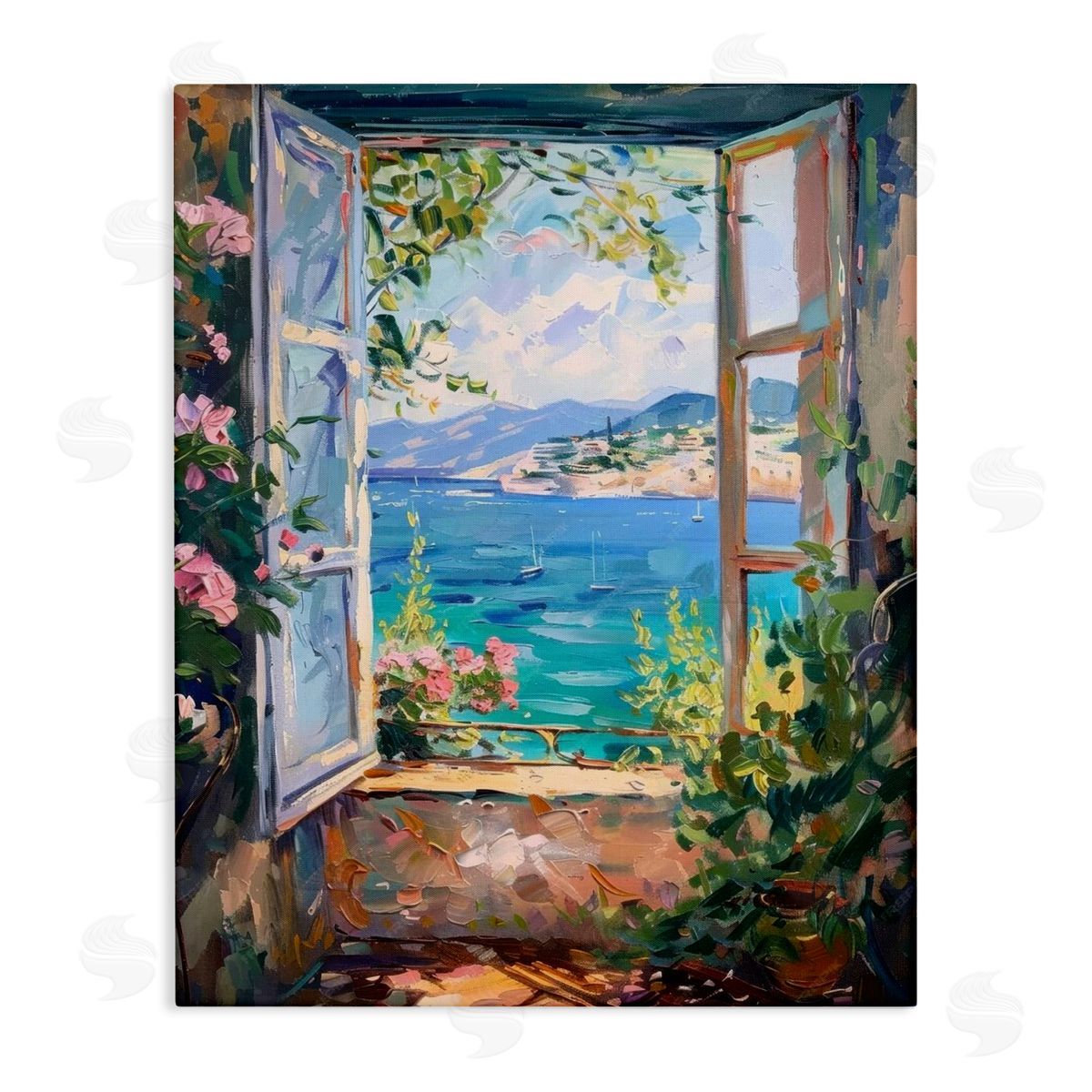 Window Sea View Canvas Wall Art, Home Decor by LSR Design Studio