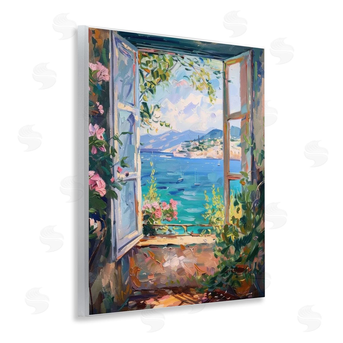 Window Sea View Wood Plaque Wall Art, Home Decor by LSR Design Studio