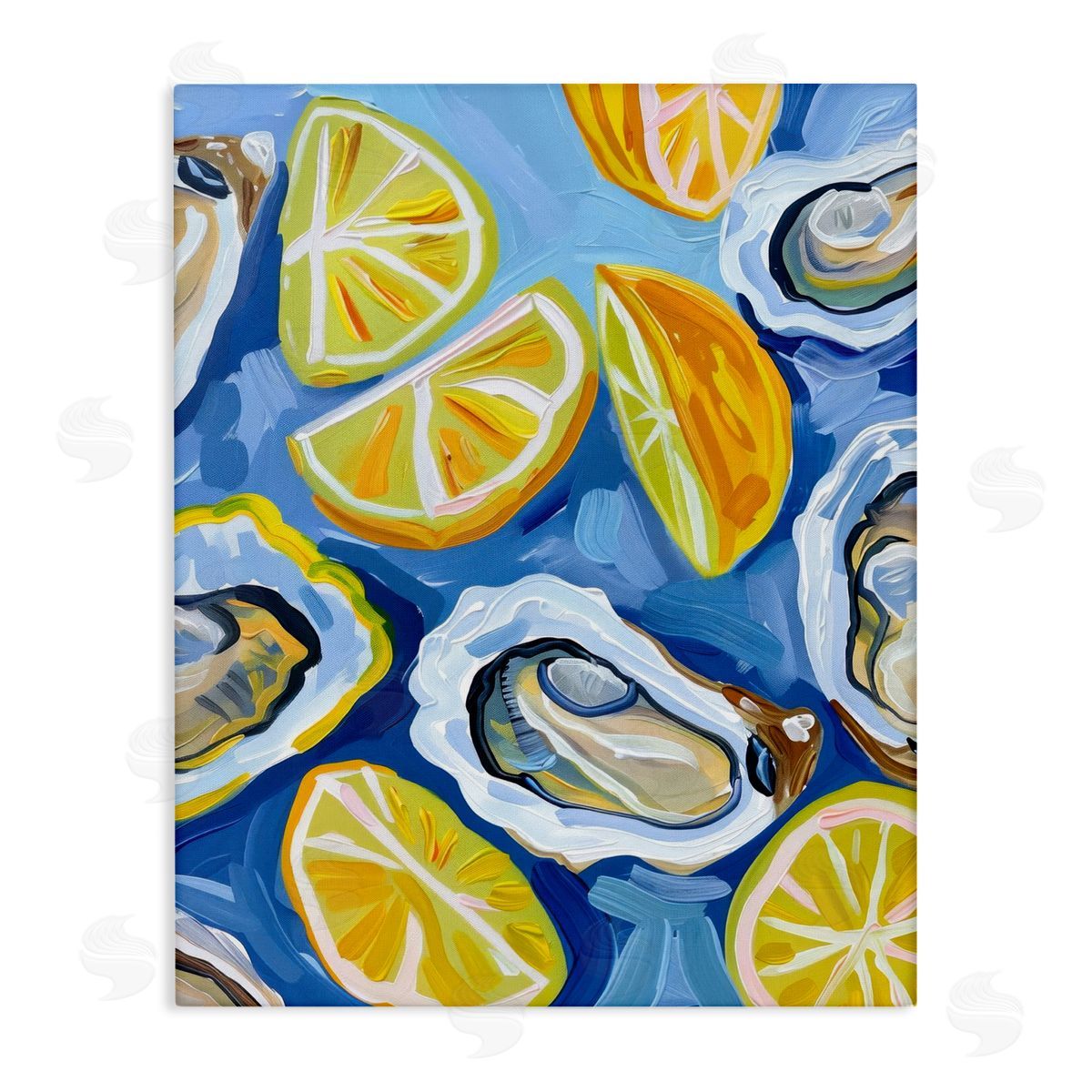 Lemon & Oyster Pattern Canvas Wall Art, Home Decor by LSR Design Studio