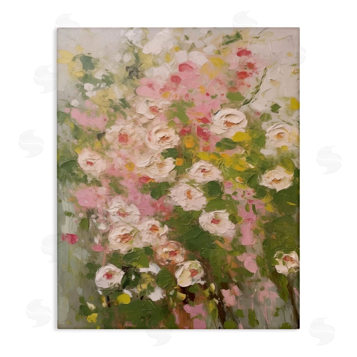 Vintage Spring Floral Abstraction Canvas Wall Art, Home Decor by LSR Design Studio
