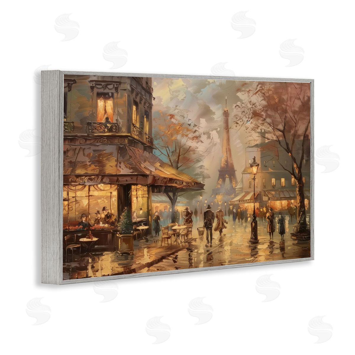 Parisian Fall Townscape Grey Frame Print Wall Art, Home Decor by LSR Design Studio