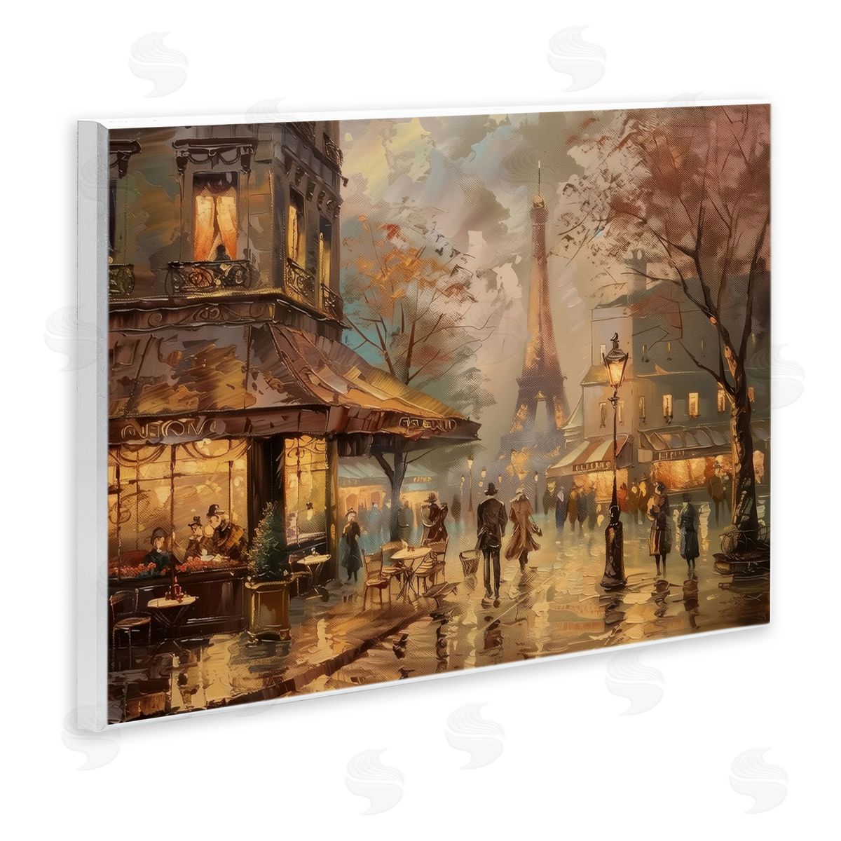 Parisian Fall Townscape Wood Plaque Wall Art, Home Decor by LSR Design Studio