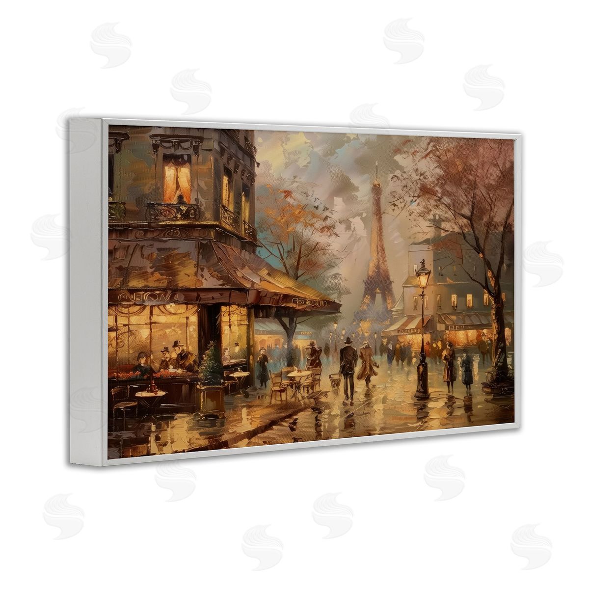 Parisian Fall Townscape White Frame Print Wall Art, Home Decor by LSR Design Studio