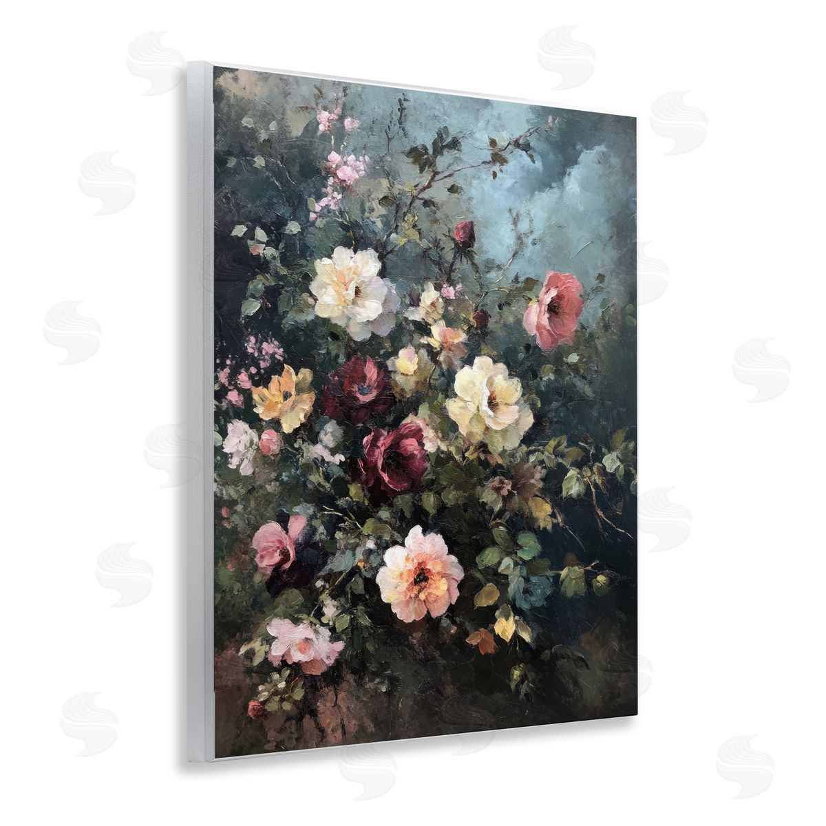 Moody Dark Bouquet Wood Plaque Wall Art, Home Decor by Petal Prints Design