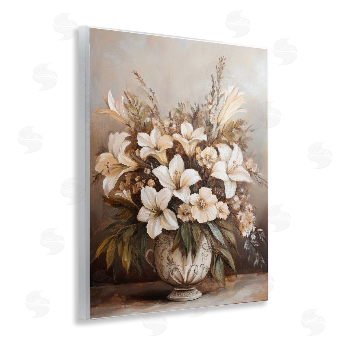 Lily Bouquet Still Life Wood Plaque Wall Art, Home Decor by Petal Prints Design