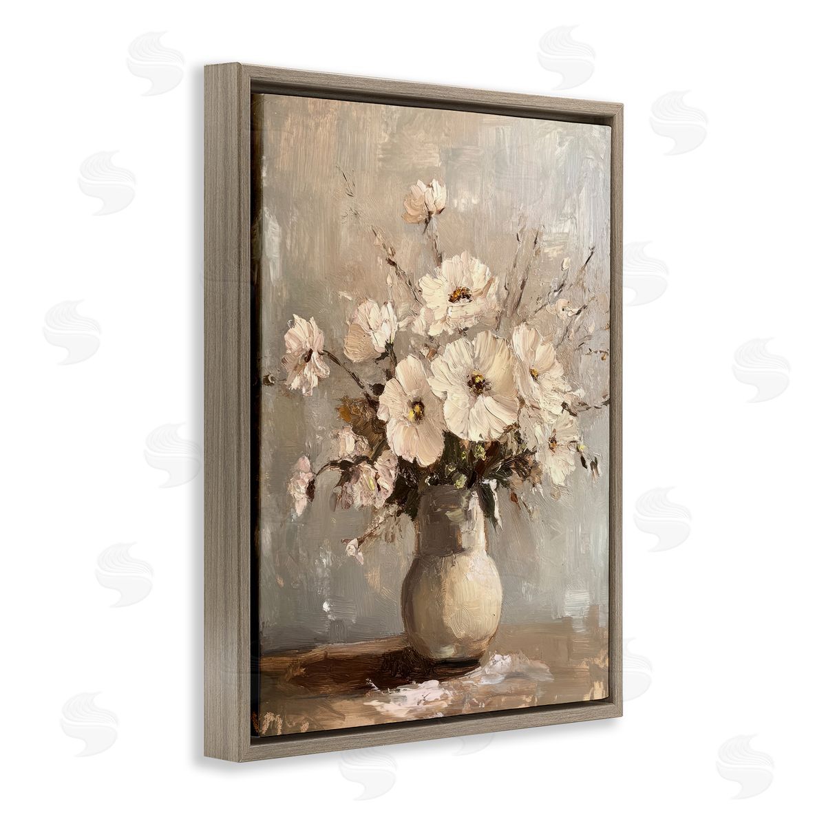 Lovely Heirloom Bouquet Brown Floating Frame Canvas Wall Art, Home Decor by Petal Prints Design