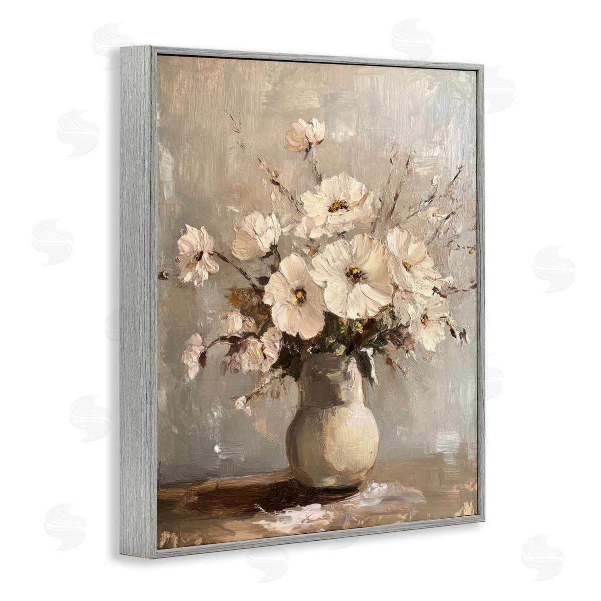 Lovely Heirloom Bouquet Grey Frame Print Wall Art, Home Decor by Petal Prints Design
