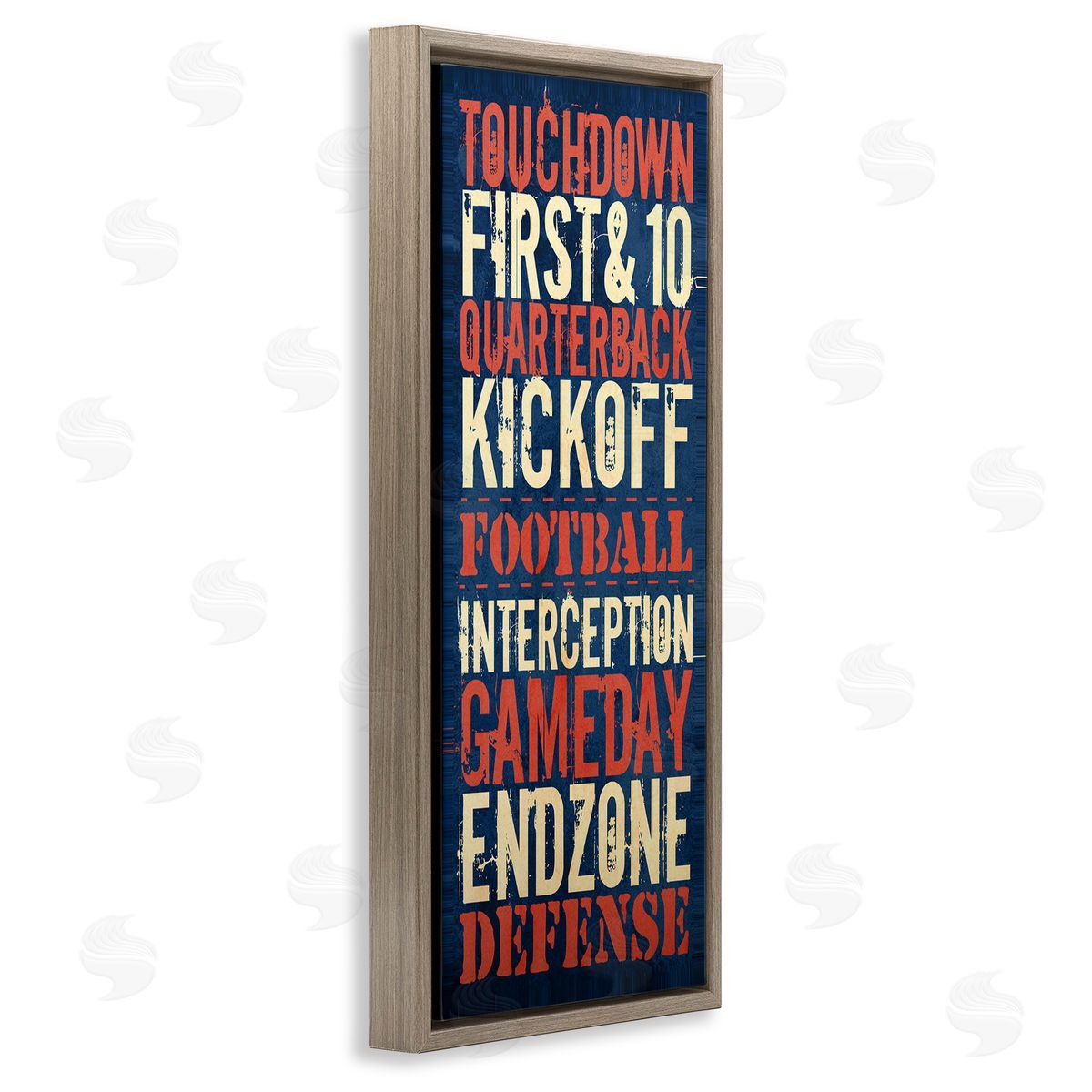 Rustic Football Phrases Brown Floating Frame Canvas Wall Art, Home Decor by Christine Adolph