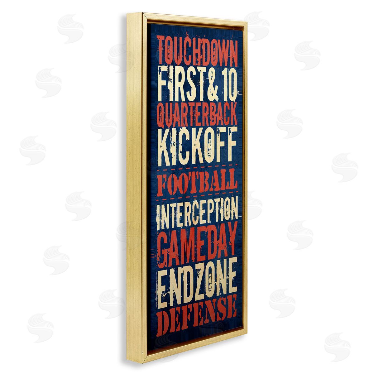 Rustic Football Phrases Gold Floating Frame Canvas Wall Art, Home Decor by Christine Adolph