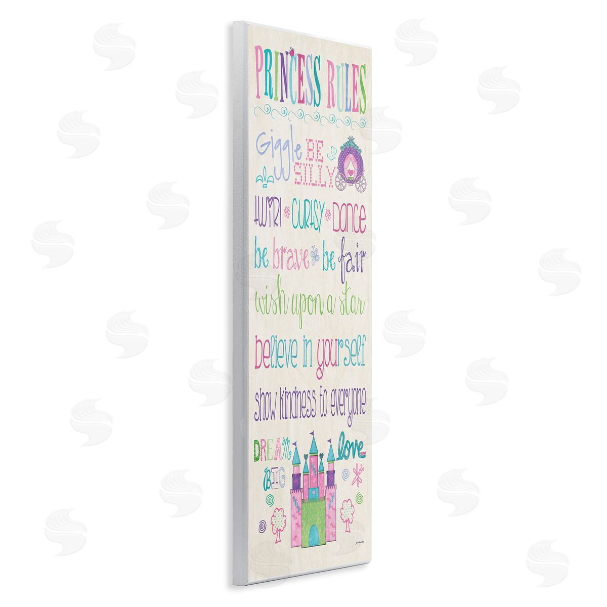 Princess Rules With Castle & Carriage Wood Plaque Wall Art, Home Decor by Jo Moulton
