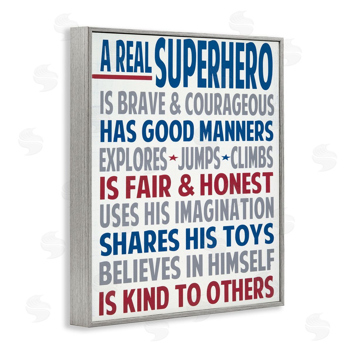 Educational Superhero Phrases Grey Frame Print Wall Art, Home Decor by Words for the Soul