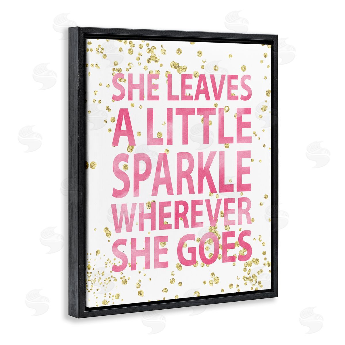 Leaves A Little Sparkle Phrase Black Floating Frame Canvas Wall Art, Home Decor by Susan Newberry Designs