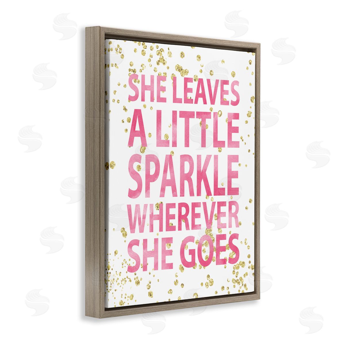 Leaves A Little Sparkle Phrase Brown Floating Frame Canvas Wall Art, Home Decor by Susan Newberry Designs