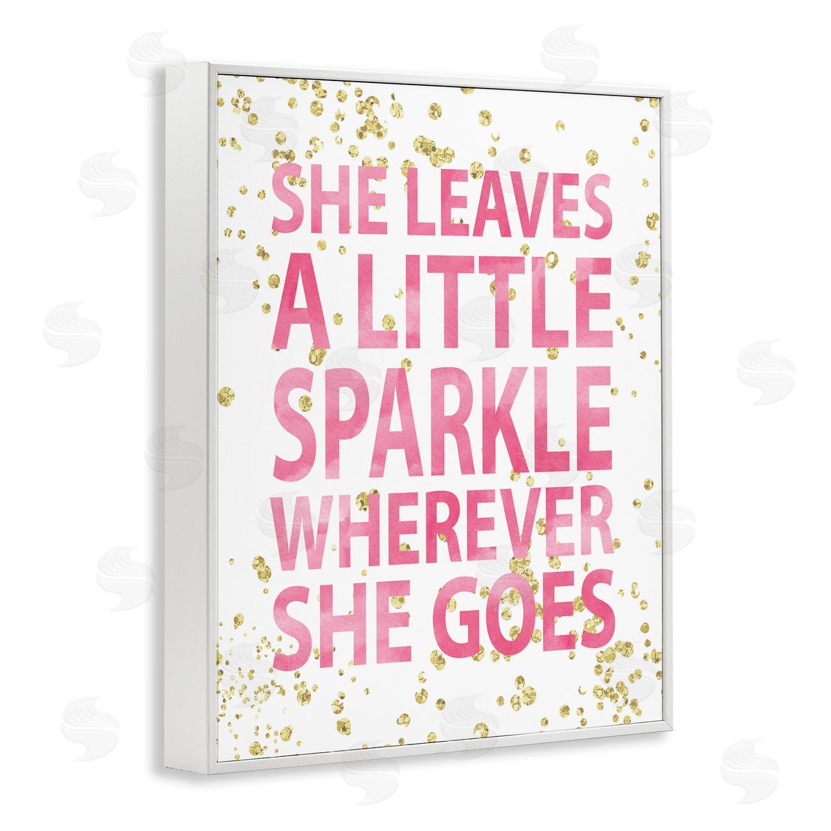 Leaves A Little Sparkle Phrase White Frame Print Wall Art, Home Decor by Susan Newberry Designs
