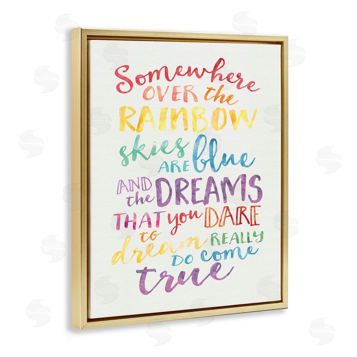 Rainbow Lyrics Watercolor Gold Floating Frame Canvas Wall Art, Home Decor by Erica Billups