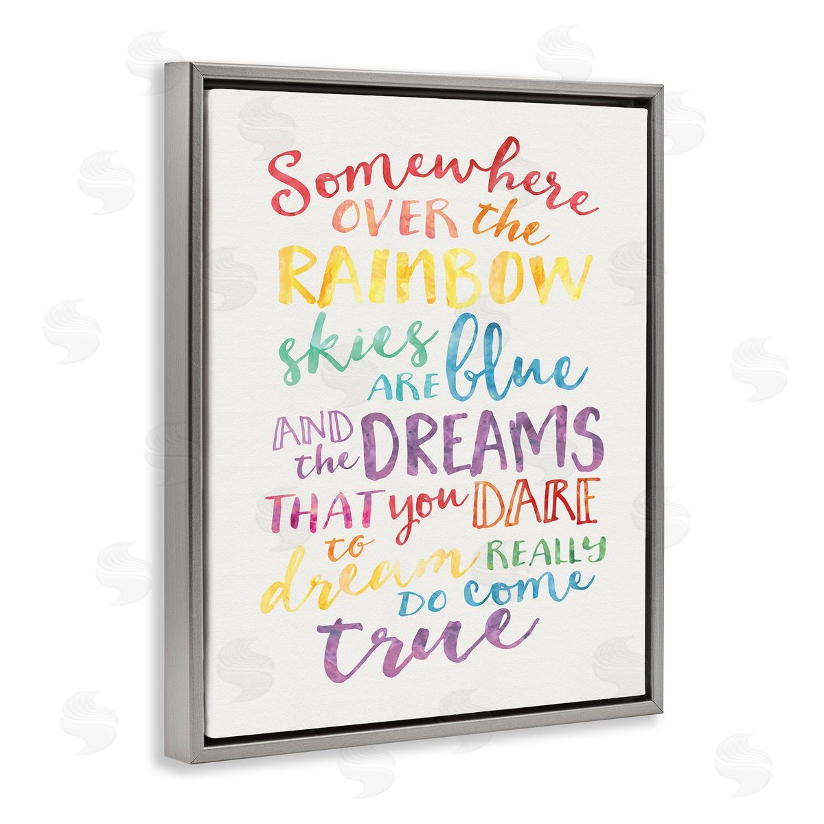 Rainbow Lyrics Watercolor Grey Floating Frame Canvas Wall Art, Home Decor by Erica Billups
