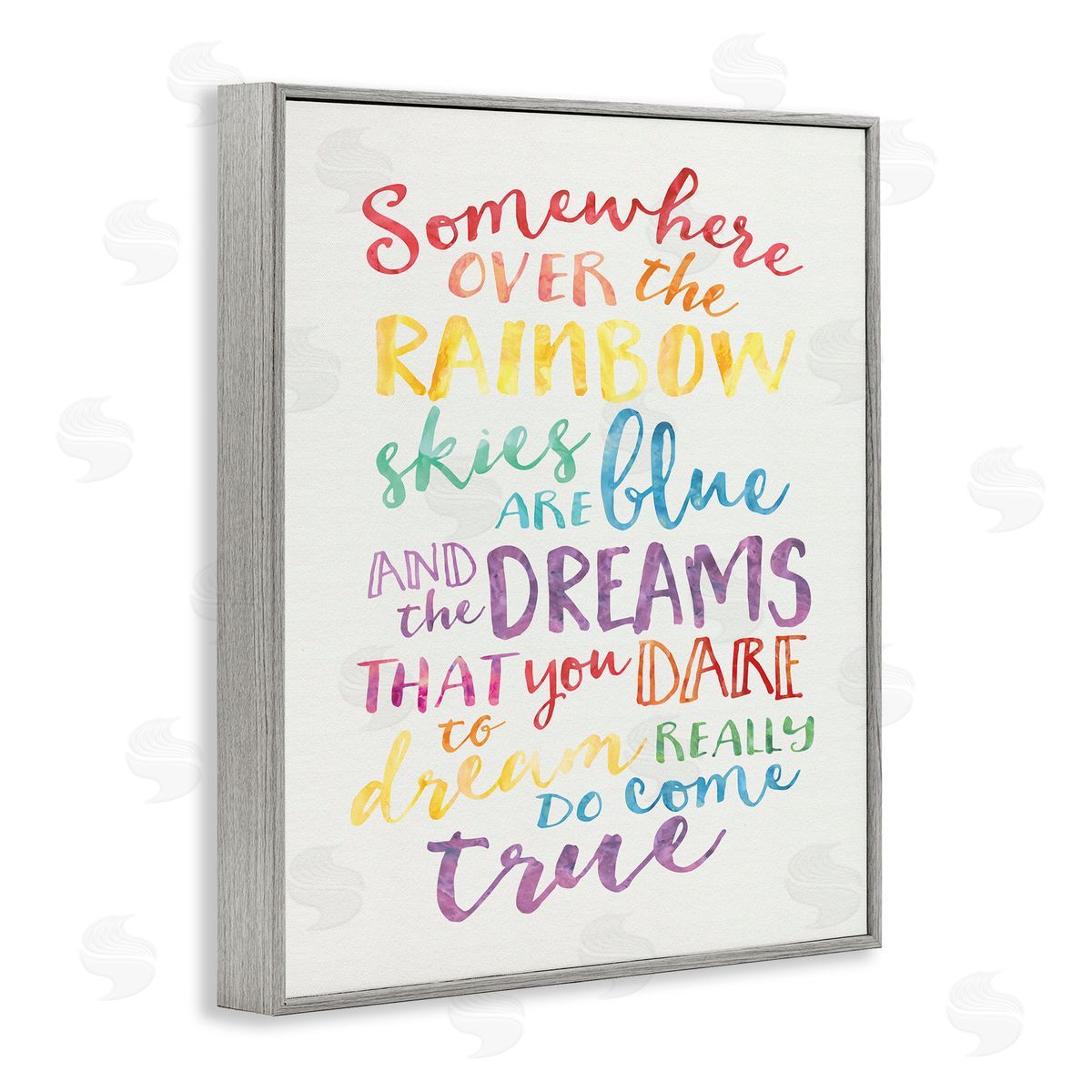 Rainbow Lyrics Watercolor Grey Frame Print Wall Art, Home Decor by Erica Billups