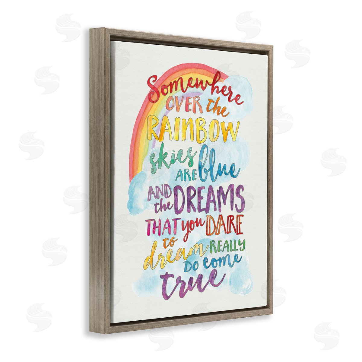 Somewhere Over the Rainbow With Rainbow Brown Floating Frame Canvas Wall Art, Home Decor by Erica Billups