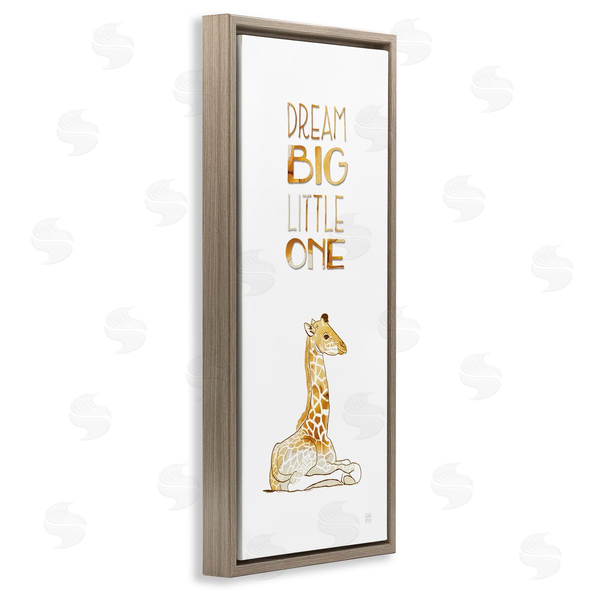Dream Big Little One Giraffe Brown Floating Frame Canvas Wall Art, Home Decor by Aubree Perrenoud