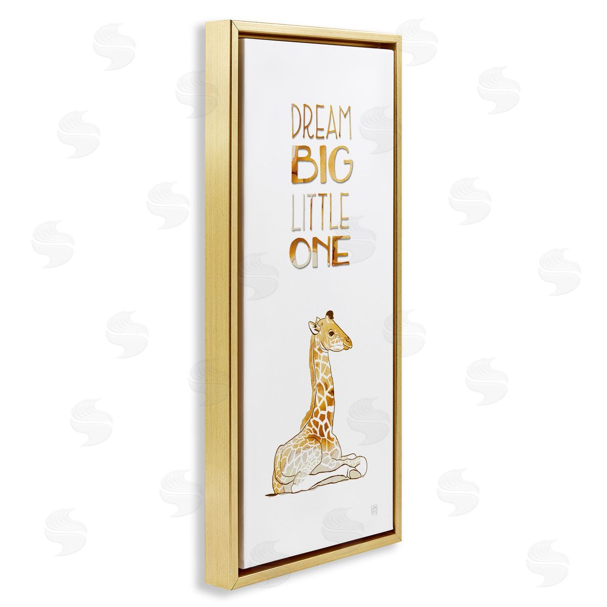 Dream Big Little One Giraffe Gold Floating Frame Canvas Wall Art, Home Decor by Aubree Perrenoud
