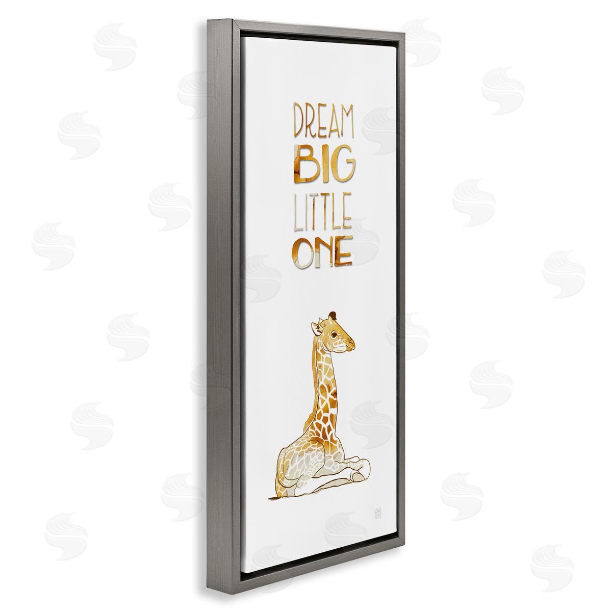 Dream Big Little One Giraffe Grey Floating Frame Canvas Wall Art, Home Decor by Aubree Perrenoud