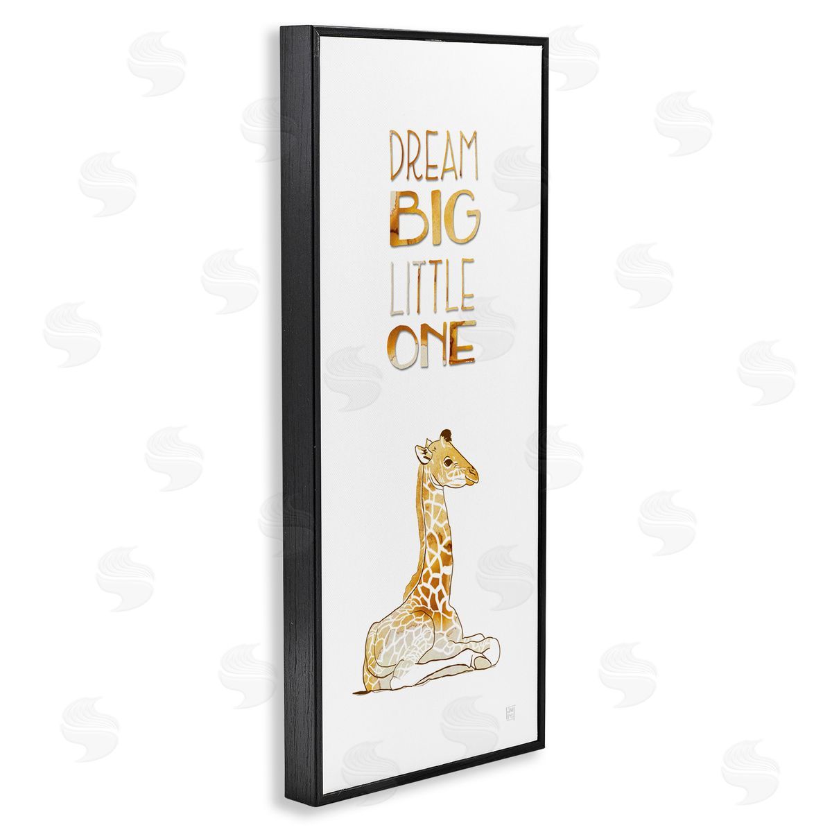Dream Big Little One Giraffe Black Frame Print Wall Art, Home Decor by Aubree Perrenoud