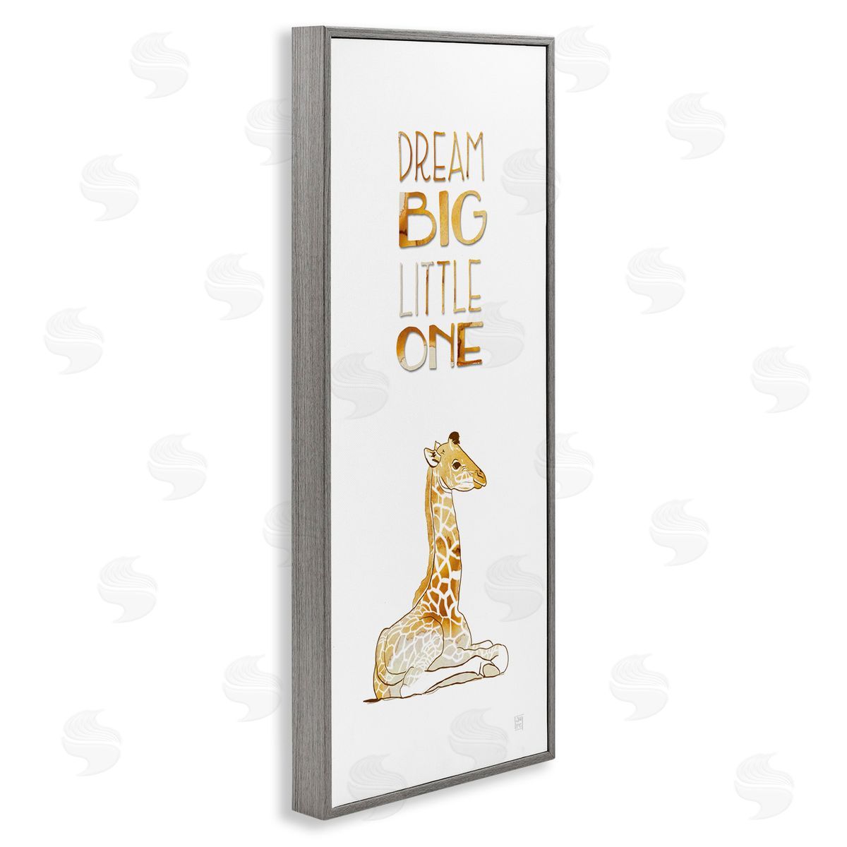 Dream Big Little One Giraffe Grey Frame Print Wall Art, Home Decor by Aubree Perrenoud