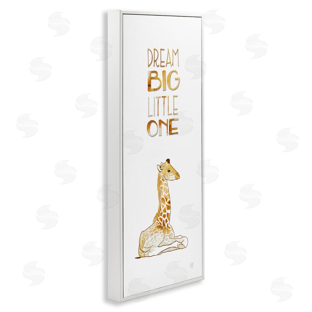 Dream Big Little One Giraffe White Frame Print Wall Art, Home Decor by Aubree Perrenoud