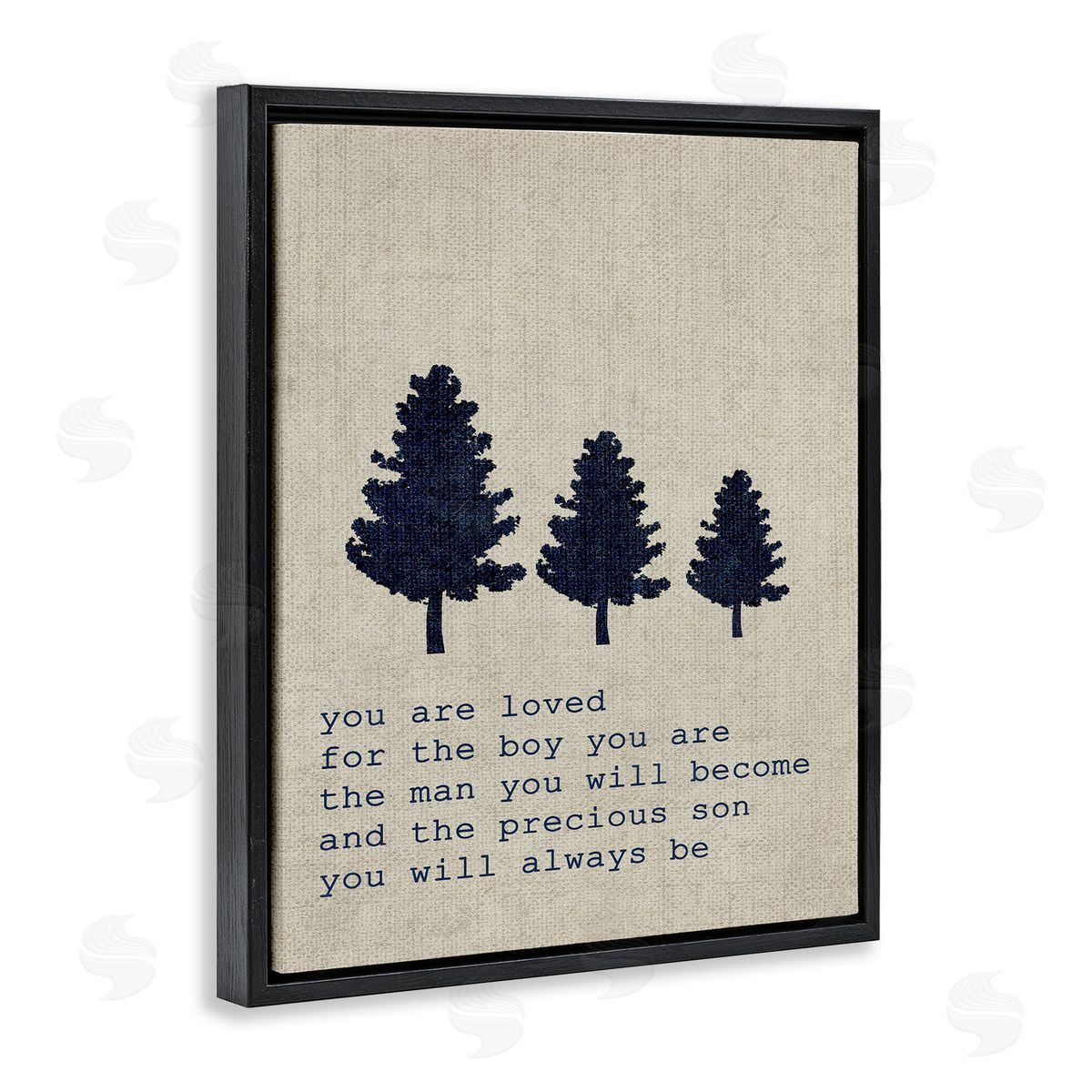 Loved Son Phrase with Trees Black Floating Frame Canvas Wall Art, Home Decor by Stupell Studio