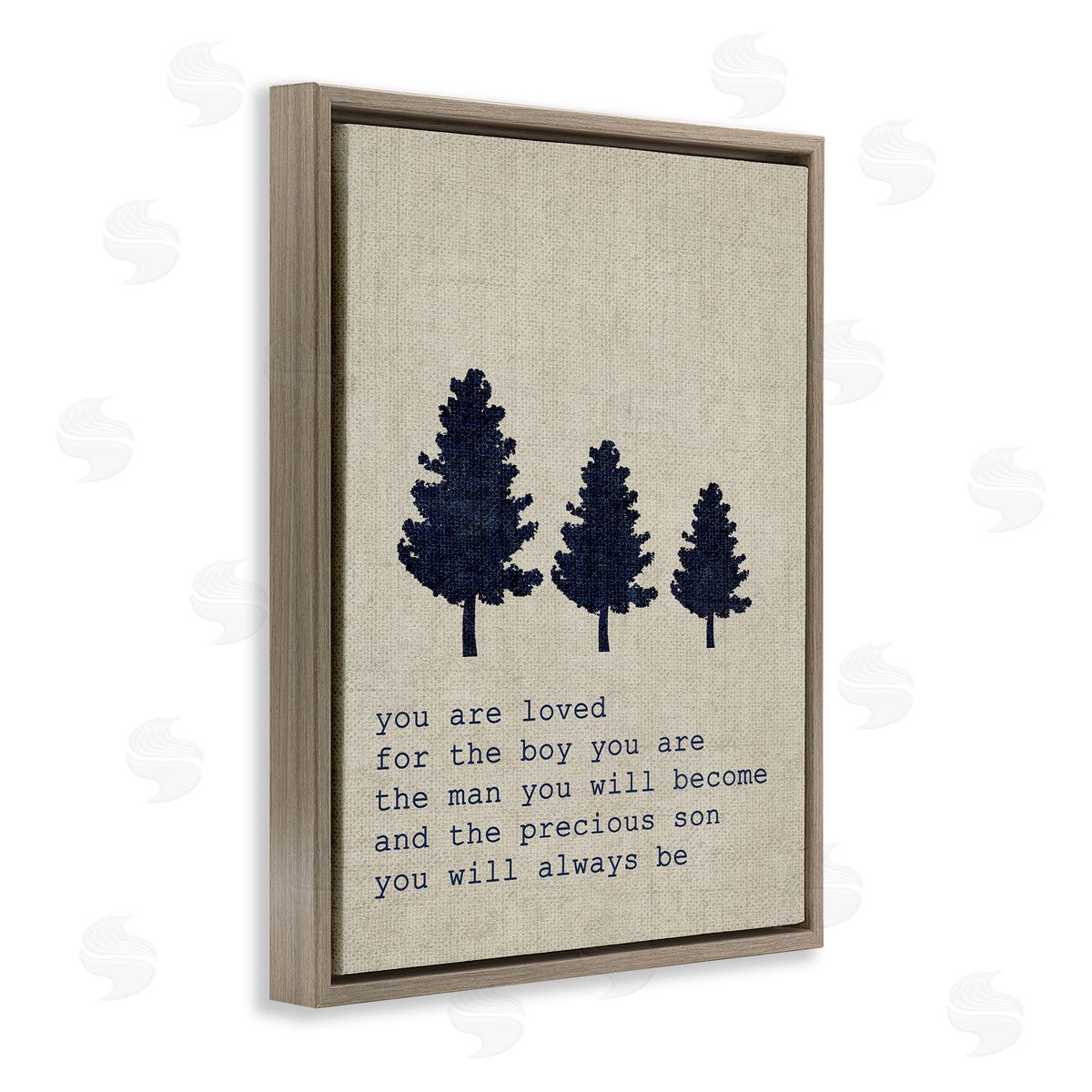 Loved Son Phrase with Trees Brown Floating Frame Canvas Wall Art, Home Decor by Stupell Studio