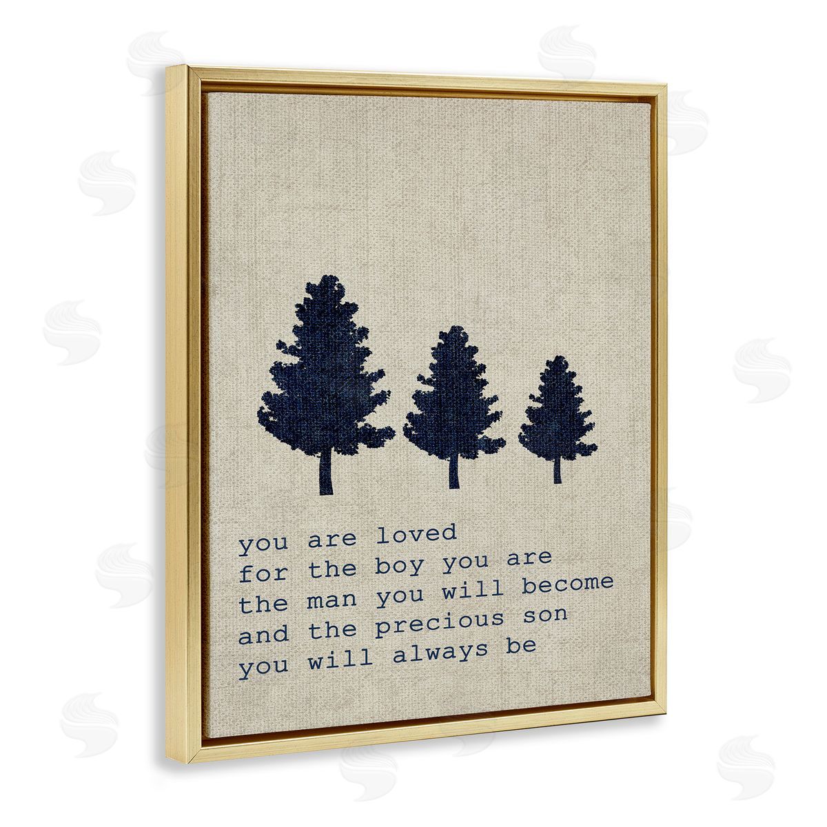 Loved Son Phrase with Trees Gold Floating Frame Canvas Wall Art, Home Decor by Stupell Studio