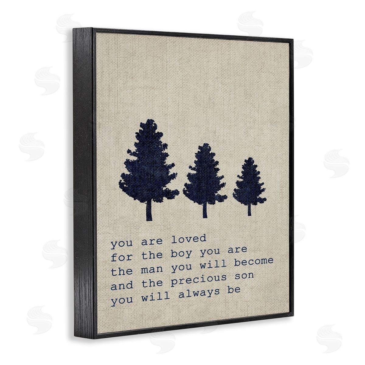Loved Son Phrase with Trees Black Frame Print Wall Art, Home Decor by Stupell Studio