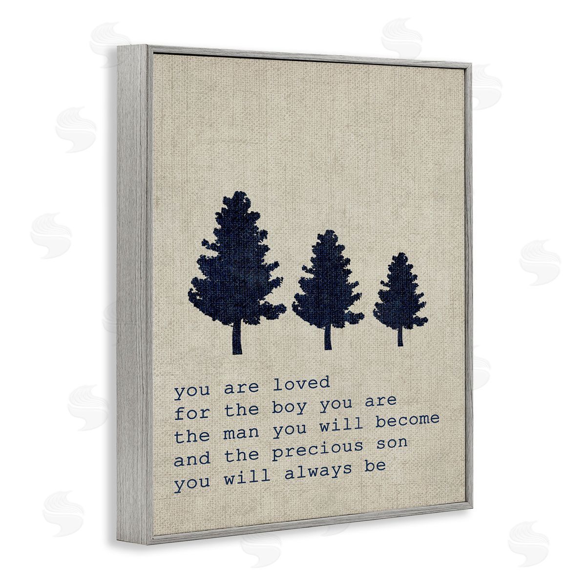 Loved Son Phrase with Trees Grey Frame Print Wall Art, Home Decor by Stupell Studio