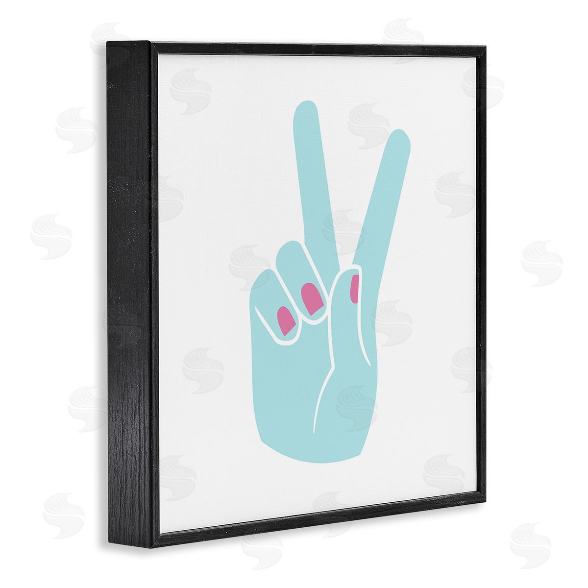 Peace Hand with Nail Polish Black Frame Print Wall Art, Home Decor by Stupell Studio