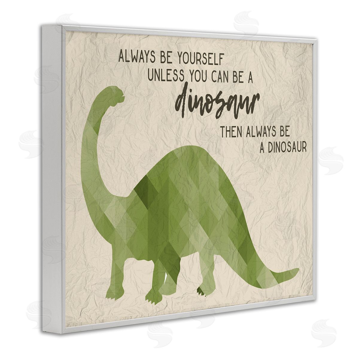 Always Be A Dinosaur Phrase White Frame Print Wall Art, Home Decor by Stupell Studio