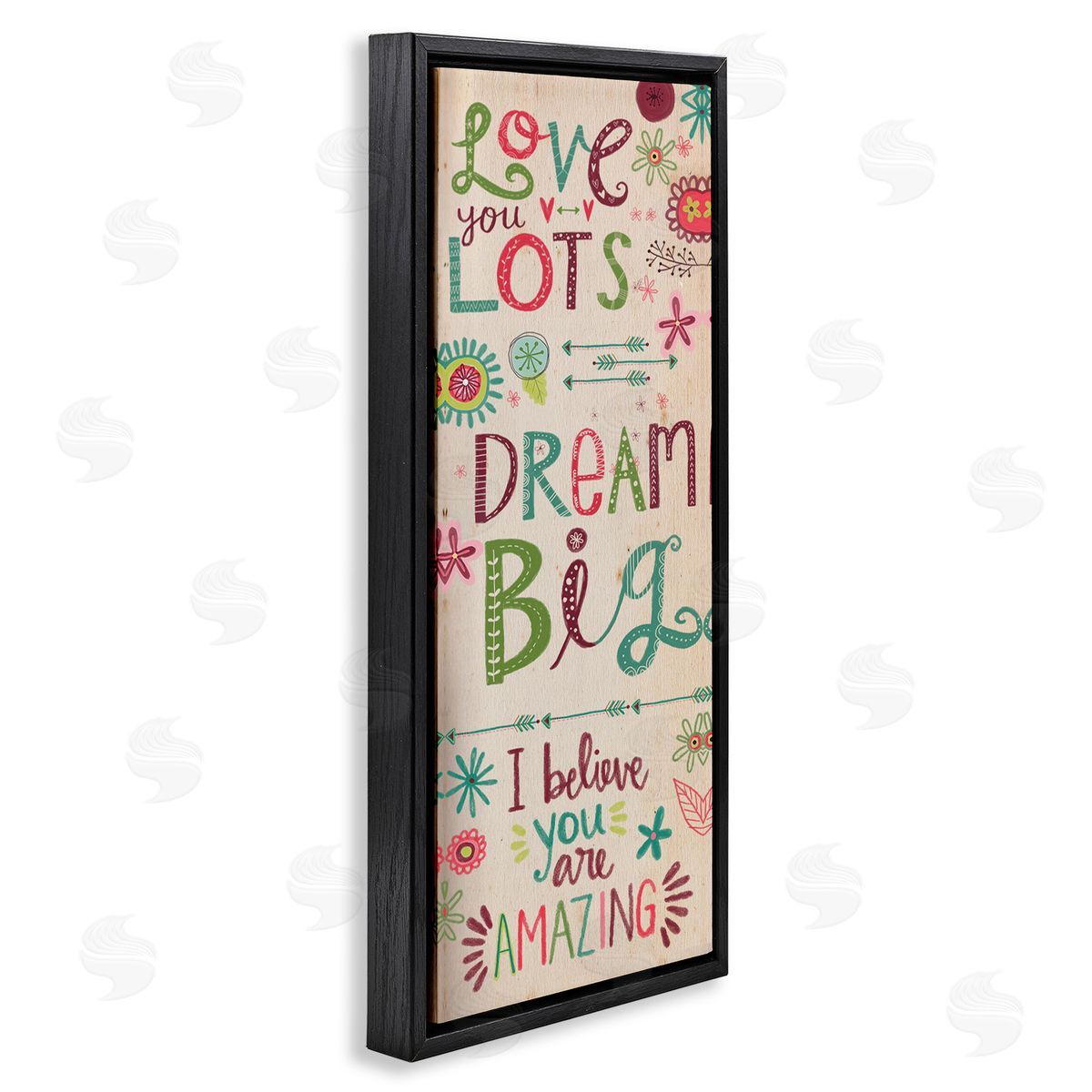Encouraging Floral Dream Big Black Floating Frame Canvas Wall Art, Home Decor by Katie Doucette