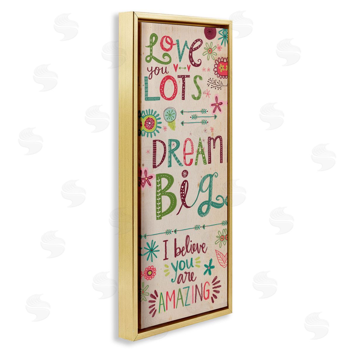 Encouraging Floral Dream Big Gold Floating Frame Canvas Wall Art, Home Decor by Katie Doucette