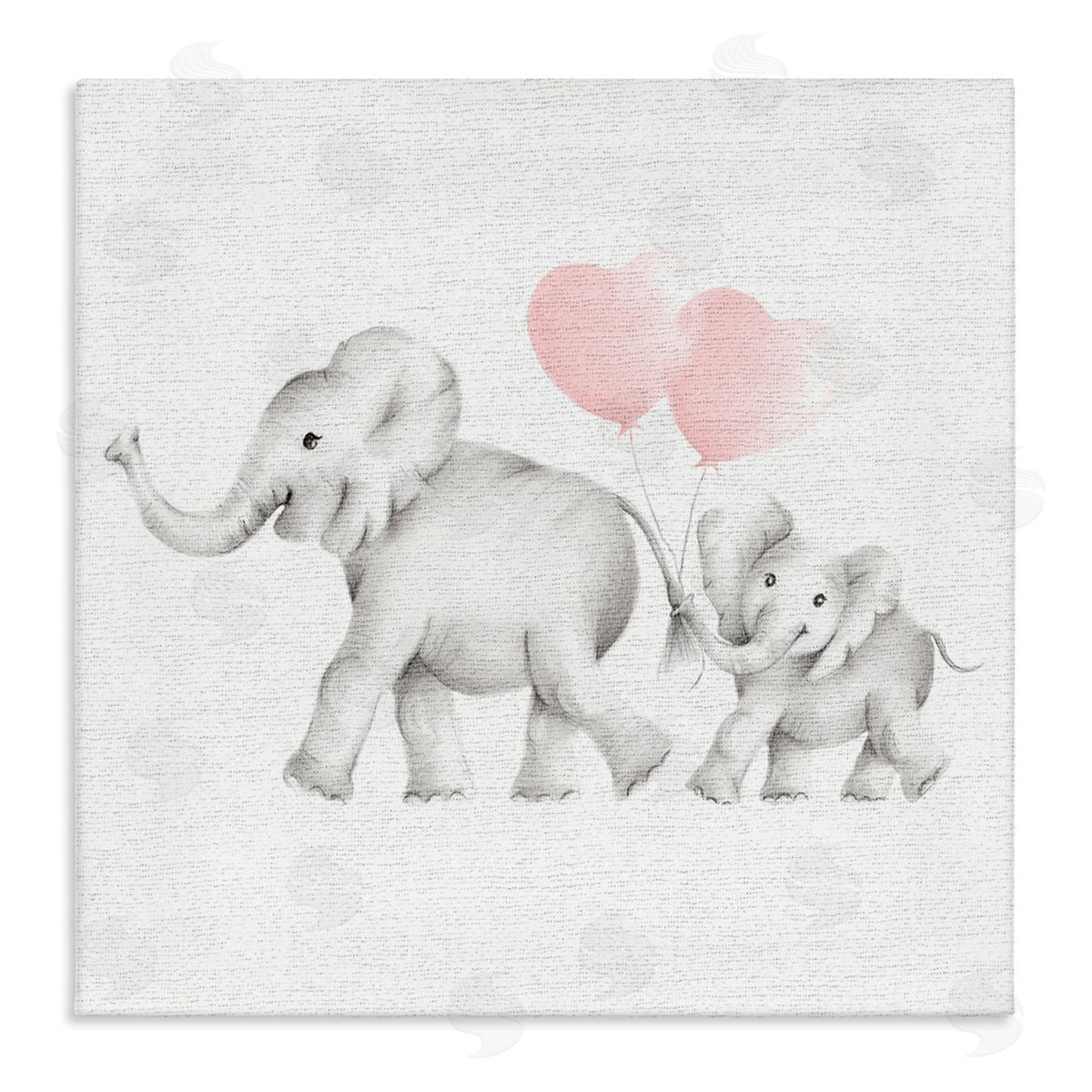 Elephant Family with Pink Balloons Canvas Wall Art, Home Decor by Studio Q