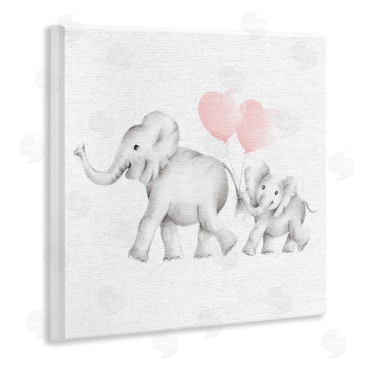Elephant Family with Pink Balloons Wood Plaque Wall Art, Home Decor by Studio Q