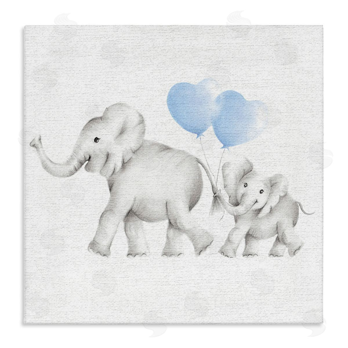 Elephant Family with Blue Balloons Canvas Wall Art, Home Decor by Studio Q
